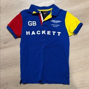 Aston Martin racing Hackett Kids Polo with Blue, Red,Yellow Accents size 7/8